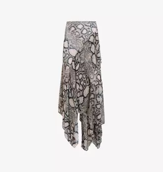 Юбка миди Cassie со змеиным принтом Allsaints, белый