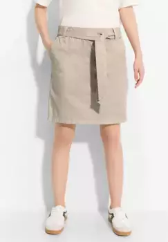 Юбка миди Cecil с тканевым поясом, бежевый