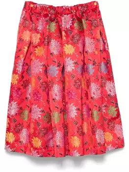 Юбка миди Comme Des Garons из жаккарда с цветочным принтом, красный