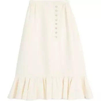 Юбка миди Crepe Couture с оборкой по подолу Valentino, белый/слоновая кость