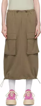 Юбка миди цвета хаки с карманами-клапанами MM6 Maison Margiela