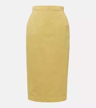Юбка миди Denver из хлопкового габардина Max Mara, желтый
