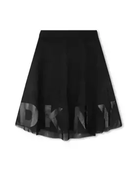 Юбка миди для девочки с прослойкой из тюля DKNY, черный