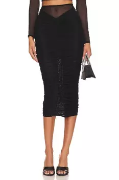 Юбка миди fleur du mal Ruched, черный