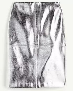 Юбка миди H&M Coated, серебристый