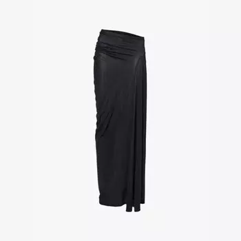 Юбка миди Horsa bis из полупрозрачного эластичного джерси с драпировкой Dries Van Noten, черный