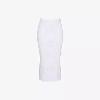 Юбка миди House Of Cb Антони из хлопка с вышивкой ришелье облегающего кроя, белый
