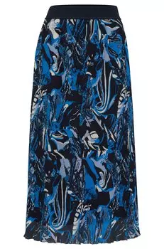 Юбка миди Hugo Boss A-line Regular-rise Skirt In Printed Pliss Material, синий