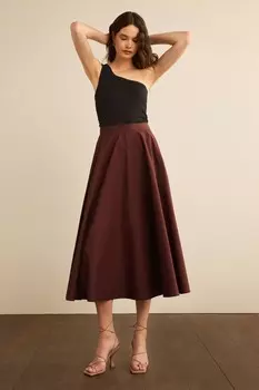 Юбка миди из 100% хлопка Next, коричневый