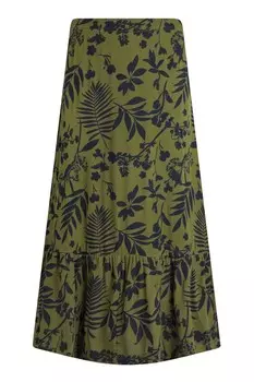 Юбка миди из 100% органического хлопка и эко вискозы с принтом Weird Fish, зеленый