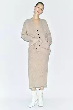 Юбка миди из 100% шерсти ZARA, бежевый