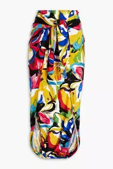 Юбка миди из эластичного джерси с завязками спереди NORMA KAMALI, разноцветный