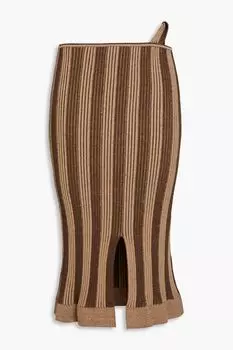 Юбка миди из эластичного хлопка в полоску Gelato в рубчик JACQUEMUS, коричневый