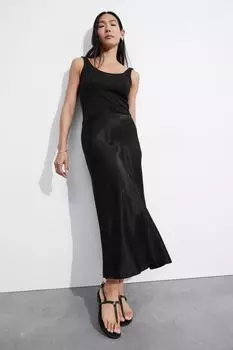 Юбка-Миди из атласа & Other Stories, черный