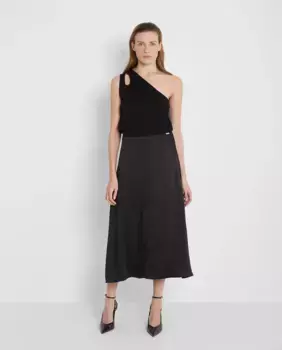 Юбка миди из атласа с эластичным поясом Trucco, черный