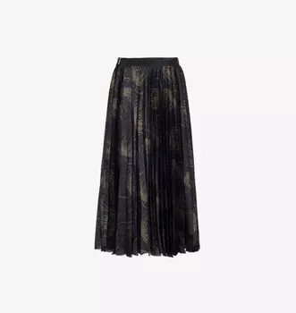 Юбка миди из атласа с плиссировкой и регулируемым поясом Sacai, черный