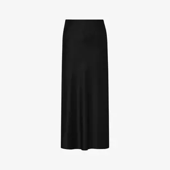 Юбка миди из атласа с высокой посадкой Aubree Malina, черный