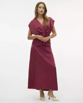 Юбка миди из атласной ткани Vero Moda, цвет Granate