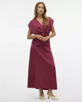 Юбка миди из атласной ткани Vero Moda, гранатовый