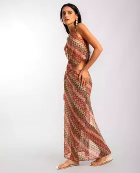 Юбка миди из ажурной вязки The-Are, красный