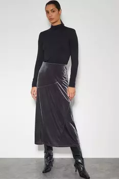 Юбка миди из бархата Monsoon Viola Next, серебряный