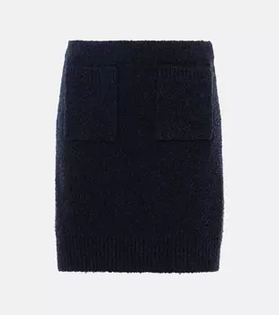 Юбка миди из букле Bottega Veneta, темно-синий