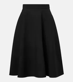 Юбка миди из чистой шерсти Dolce&Gabbana, черный