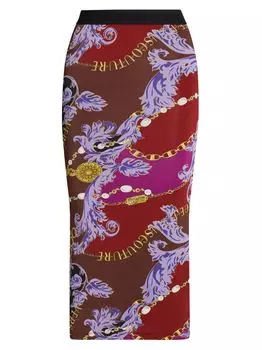 Юбка-миди из джерси с цепочкой Versace Jeans Couture