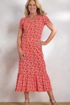 Юбка-миди из джерси с изысканным цветочным принтом Anna Rose, красный