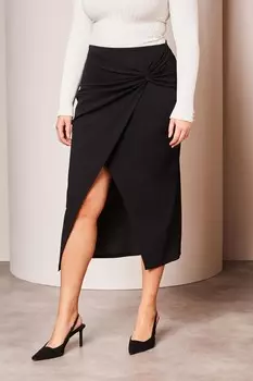 Юбка миди из джерси с перекрученным передом Lipsy, черный