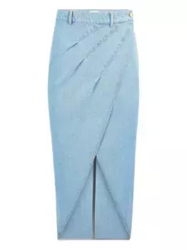 Юбка миди из джинсовой ткани с драпировкой Nina Ricci, синий