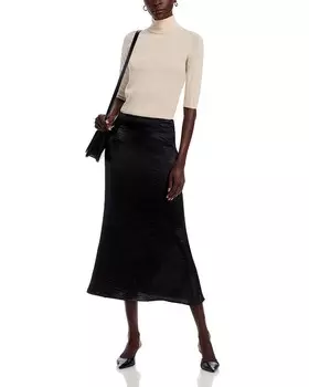 Юбка миди из фактурного атласа Gracia с рыбьим хвостом, черный