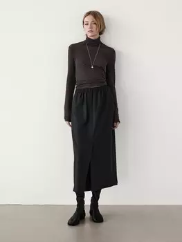 Юбка миди из фланели Massimo Dutti, серый