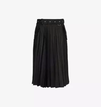 Юбка миди из габардина с плиссировкой и хлопковой смесью Sacai, черный