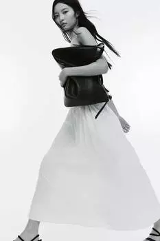 Юбка миди из хлопка H&M, белый