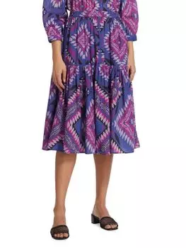 Юбка миди из хлопка с геометрическим рисунком Venus Ba&Sh, цвет Blue Multi