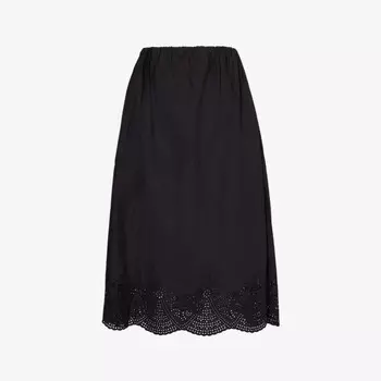 Юбка миди из хлопка с вышивкой Beryl Posse, черный