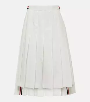 Юбка миди из хлопка со складками rwb stripe Thom Browne, белый