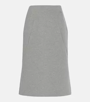 Юбка миди из хлопковой смеси Dries Van Noten, серый меланж