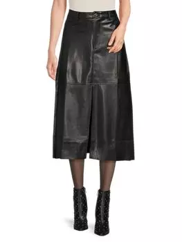 Юбка-миди из искусственной кожи с разрезом спереди Weworewhat, черный