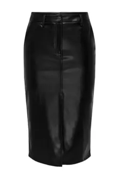Юбка миди из искусственной кожи с разрезом Jdy, черный