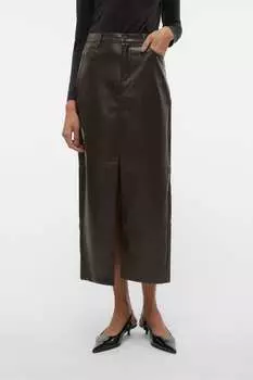 Юбка миди из искусственной кожи Vero Moda, коричневый