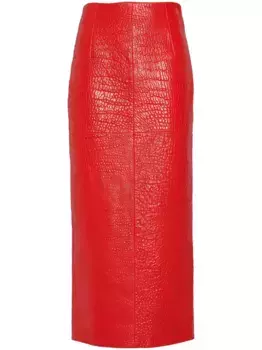 Юбка миди из кожи наппа Prada, красный