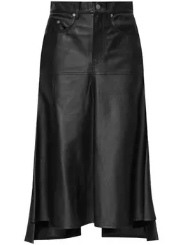 Юбка миди из кожи со вставками от Victoria Beckham, черный
