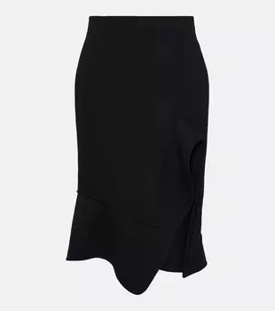 Юбка миди из крепа Bottega Veneta, черный