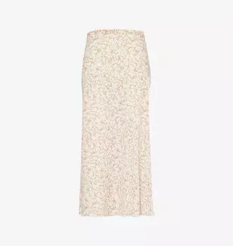 Юбка миди из крепа с цветочным узором и спиральным швом Victoria Beckham, цвет floral ovation peach