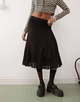 Юбка миди из кружева COLLUSION черного цвета