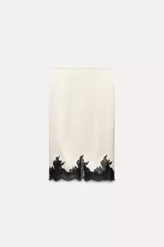 Юбка миди из кружева ZARA, экрю