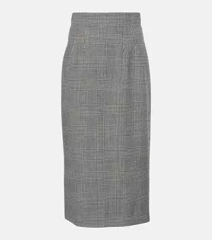 Юбка миди из натуральной шерсти в клетку «Принц Уэльский» Dolce&Gabbana, цвет check-tartan