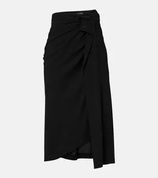 Юбка миди из плиссированного крепа с драпировкой Balenciaga, черный